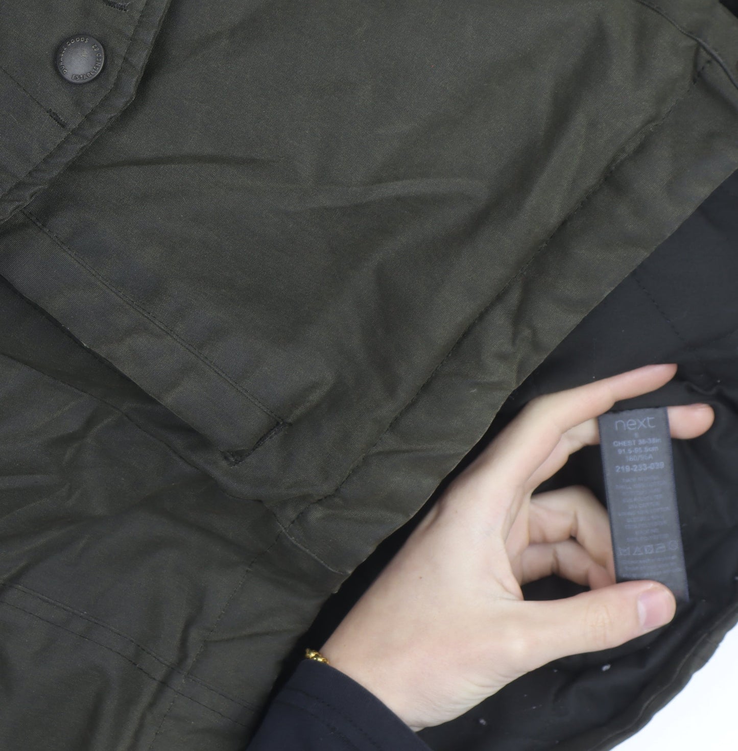 Next Men’s Green Field Jacket S Regular Twill Lined Outdoor Coat