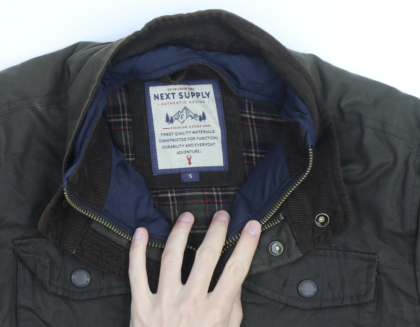 Next Men’s Green Field Jacket S Regular Twill Lined Outdoor Coat
