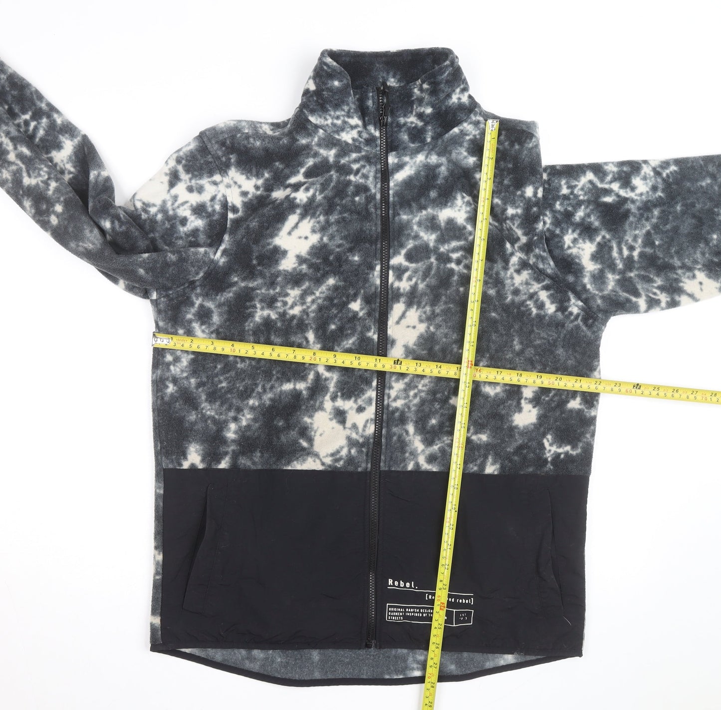 Redefined Rebel Men’s Black Tie Dye Fleece Zip Jacket L