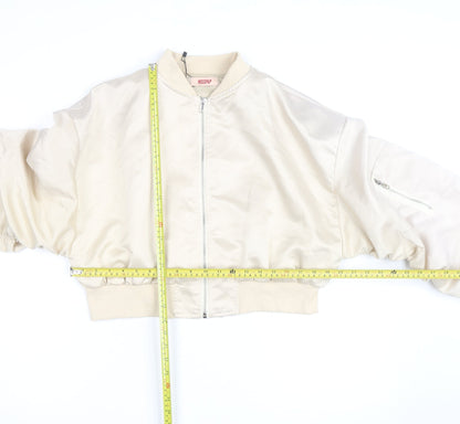 MISSPAP Womens Beige Cropped Bomber Jacket Size 12