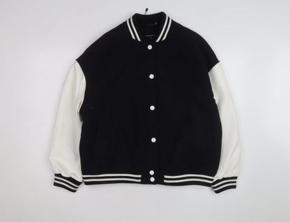 Peacocks Men's Black Varsity Jacket M Wool Blend Casual Bomber