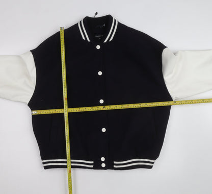 Peacocks Men's Black Varsity Jacket M Wool Blend Casual Bomber
