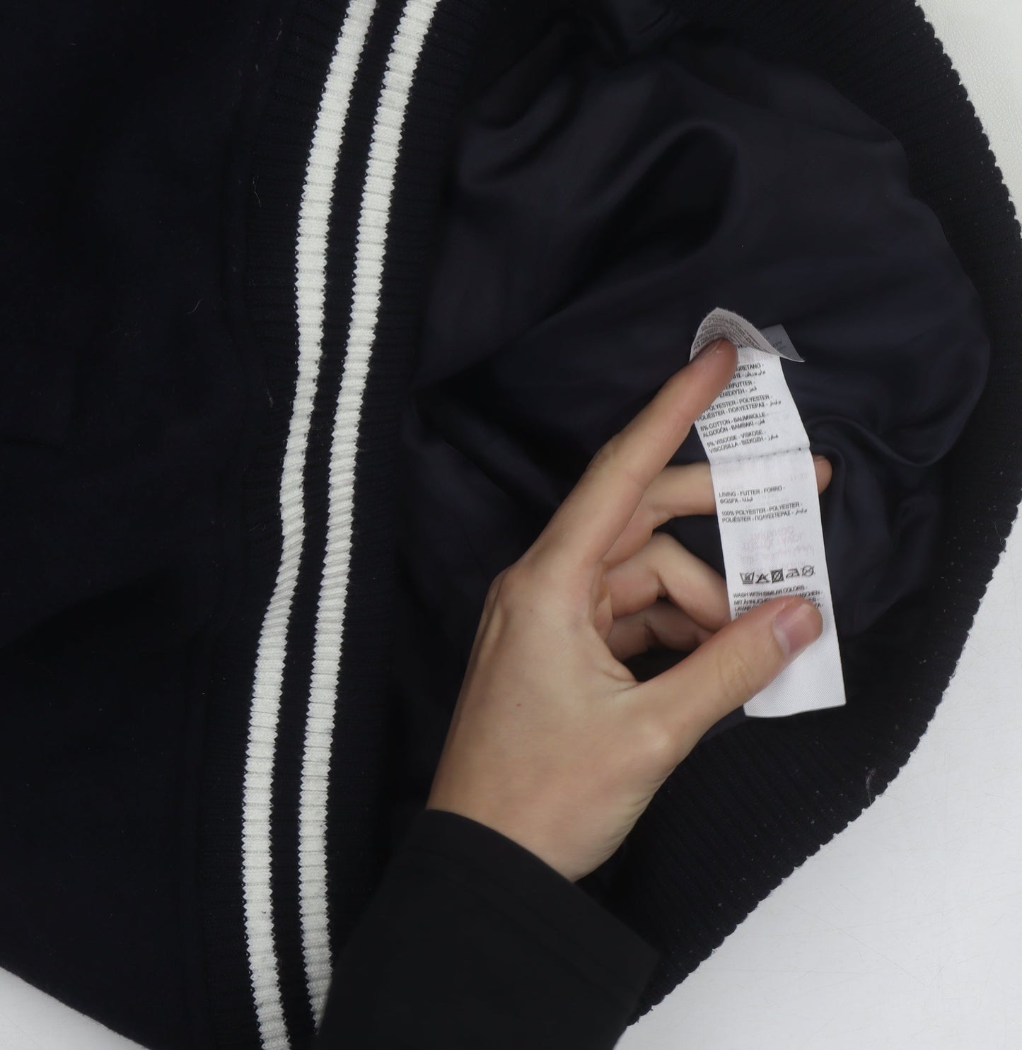 Peacocks Men's Black Varsity Jacket M Wool Blend Casual Bomber