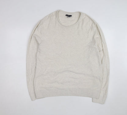 GAP Mens Beige Cotton Wool Crew Neck Pullover Jumper Size L