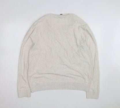 GAP Mens Beige Cotton Wool Crew Neck Pullover Jumper Size L