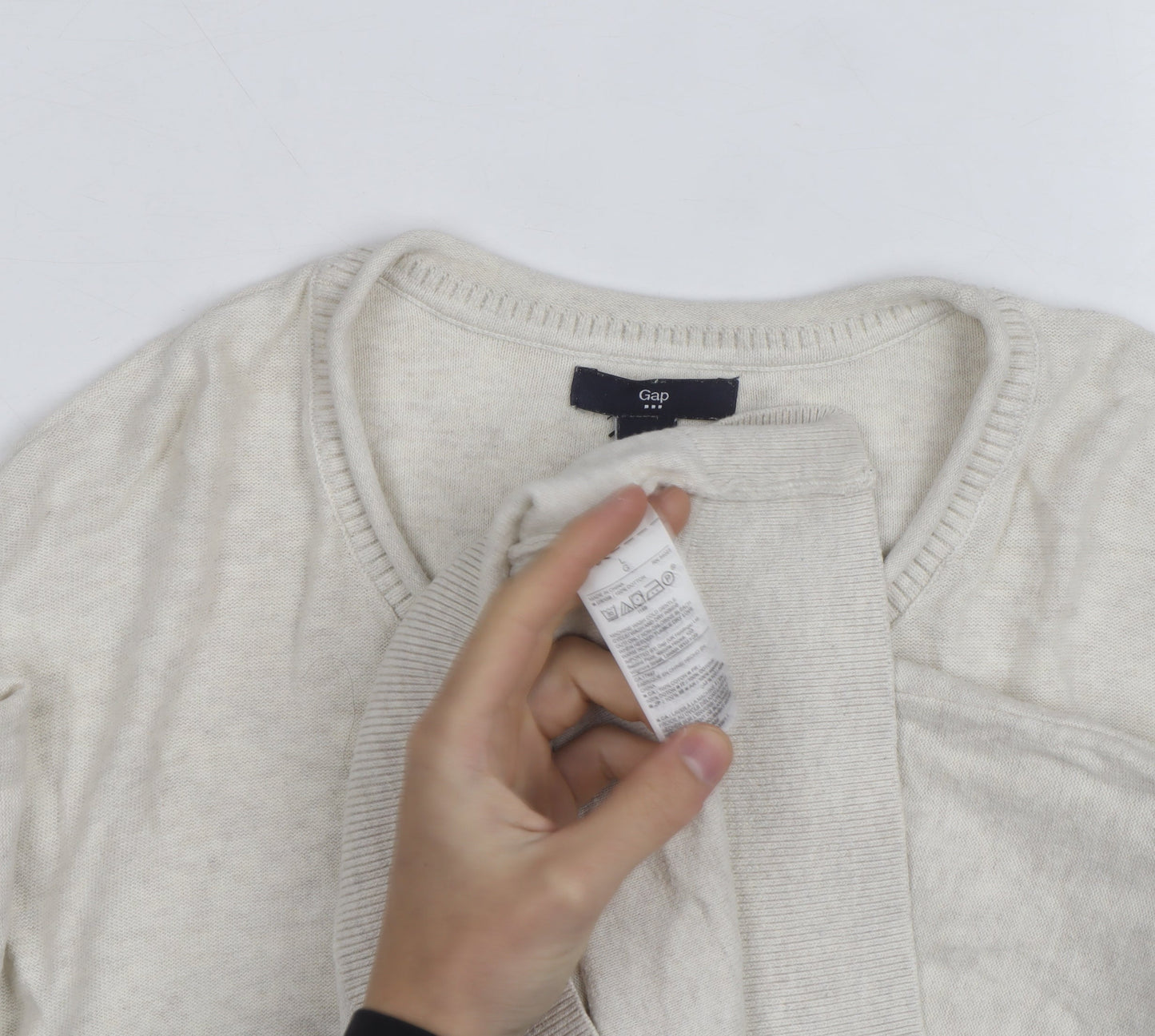 GAP Mens Beige Cotton Wool Crew Neck Pullover Jumper Size L