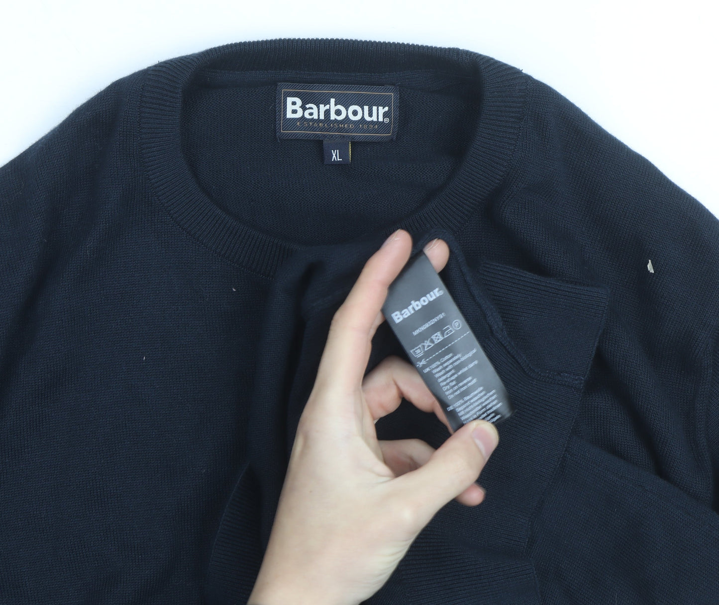 Barbour Men's Blue Cotton Crew Neck Jumper XL