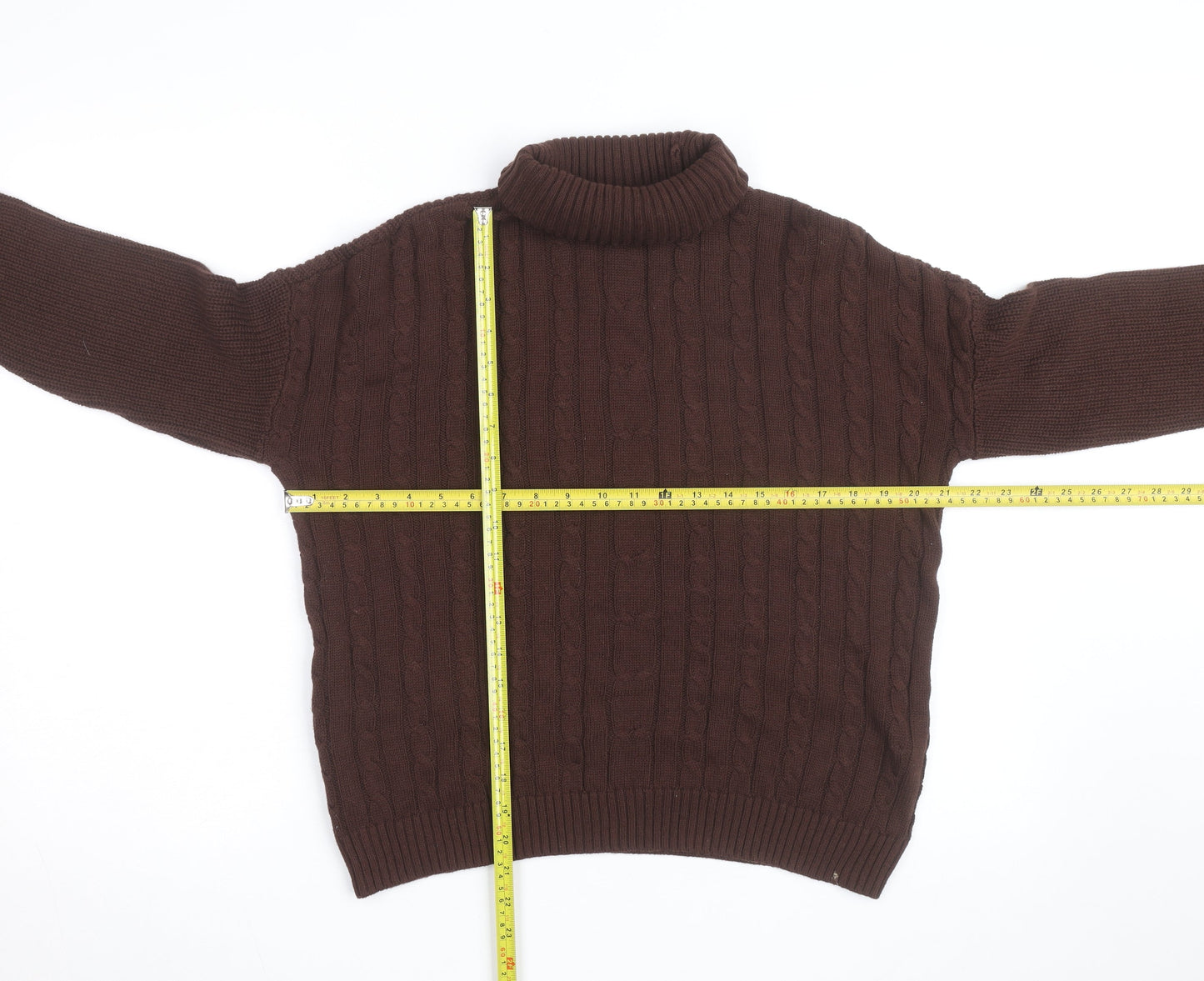 Hollister Womens Brown Cable Knit Roll Neck Jumper XS