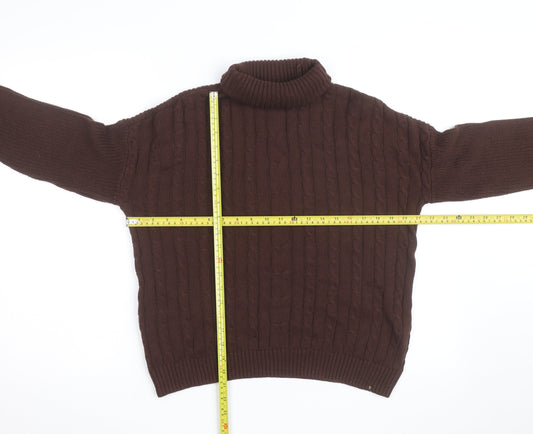 Hollister Womens Brown Cable Knit Roll Neck Jumper XS