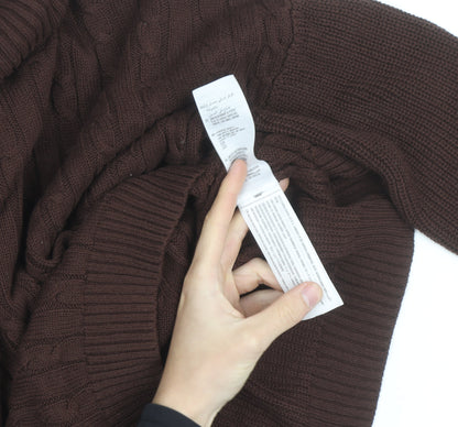 Hollister Womens Brown Cable Knit Roll Neck Jumper XS