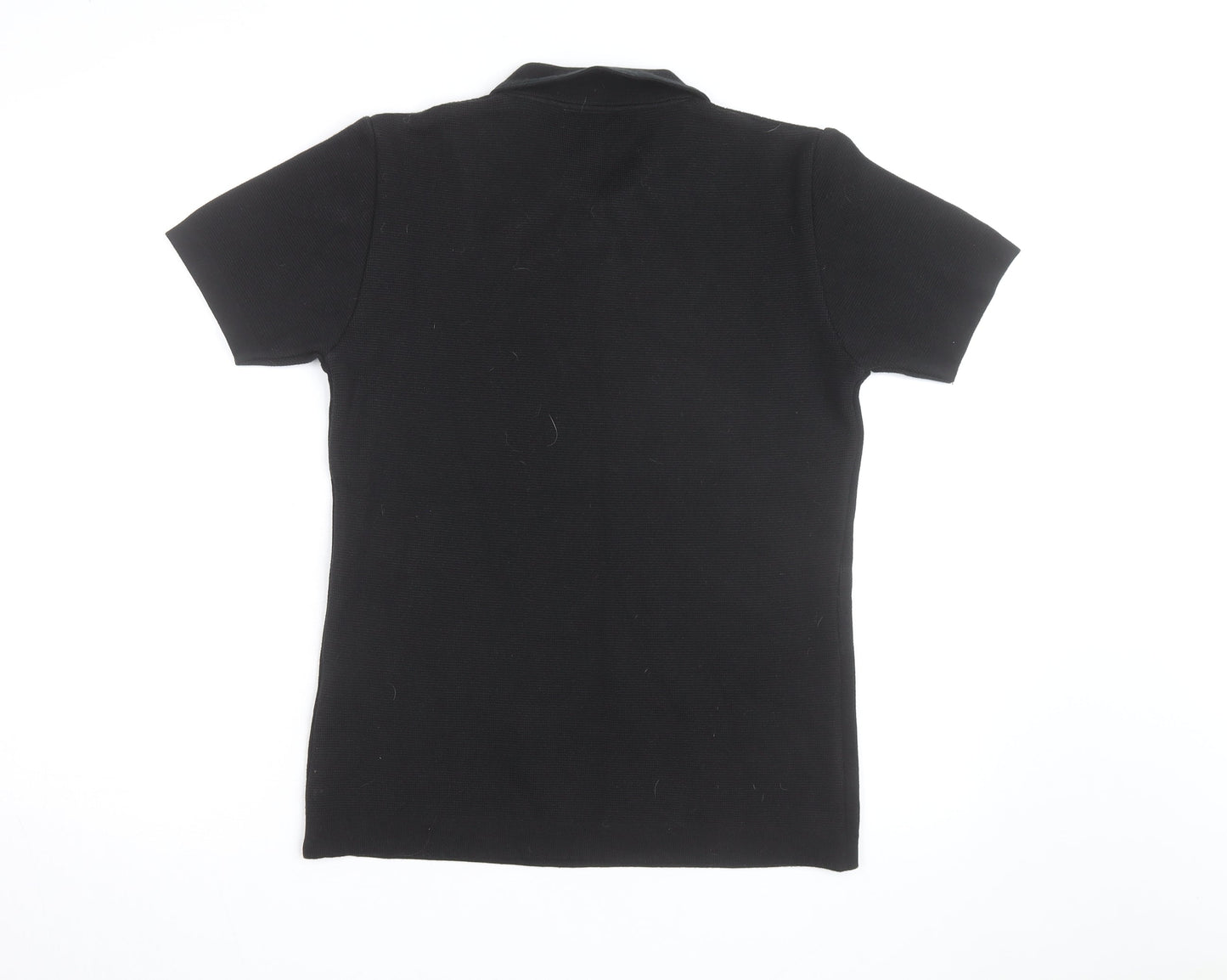 Gabicci Men's Black Short Sleeve 1/2 Zip Retro Knit Polo Shirt Size S