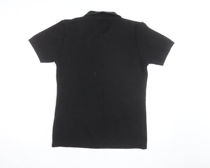 Gabicci Men's Black Short Sleeve 1/2 Zip Retro Knit Polo Shirt Size S