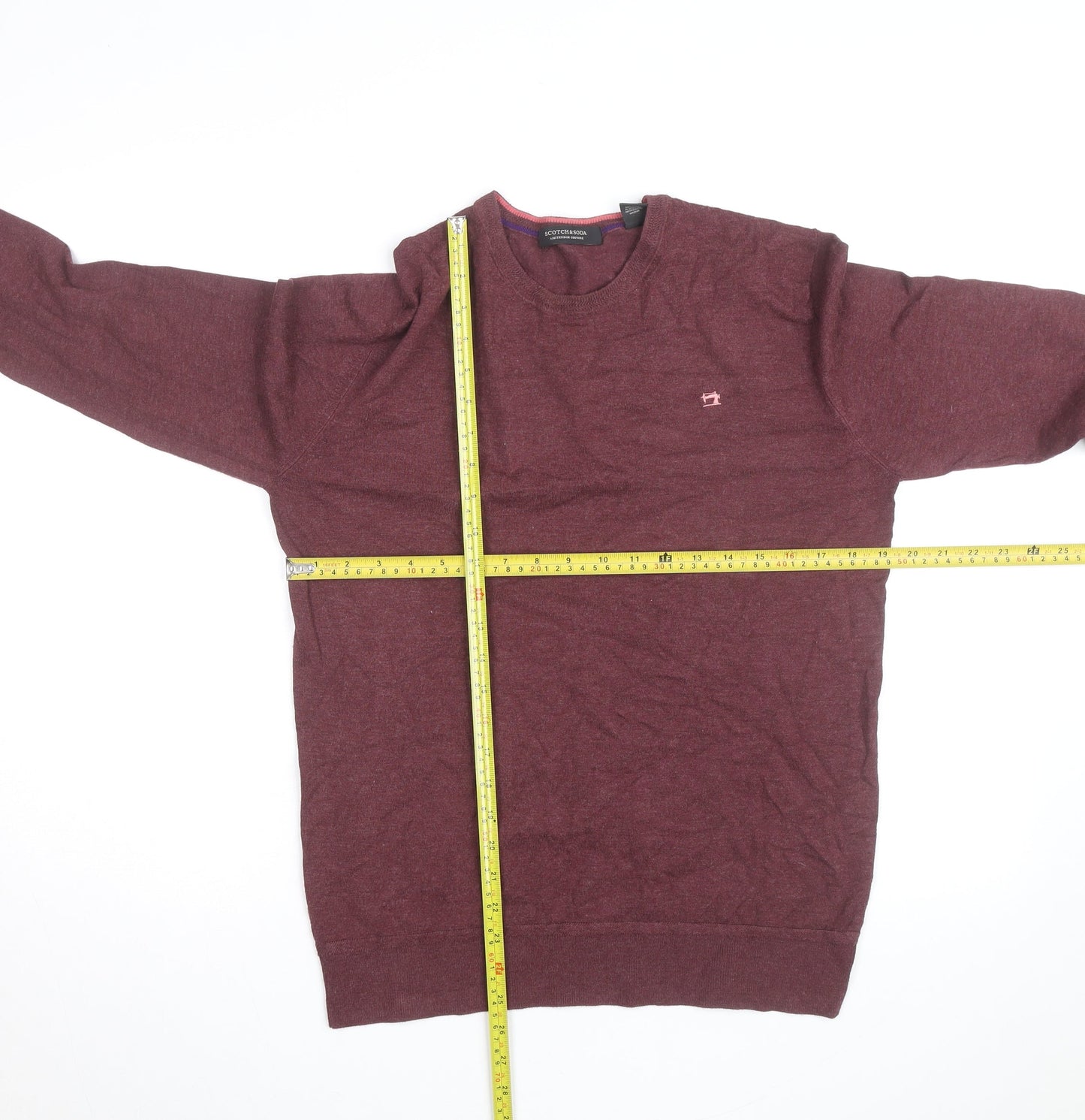 Scotch & Soda Men’s Red Cotton Cashmere Crew Neck Jumper Size M
