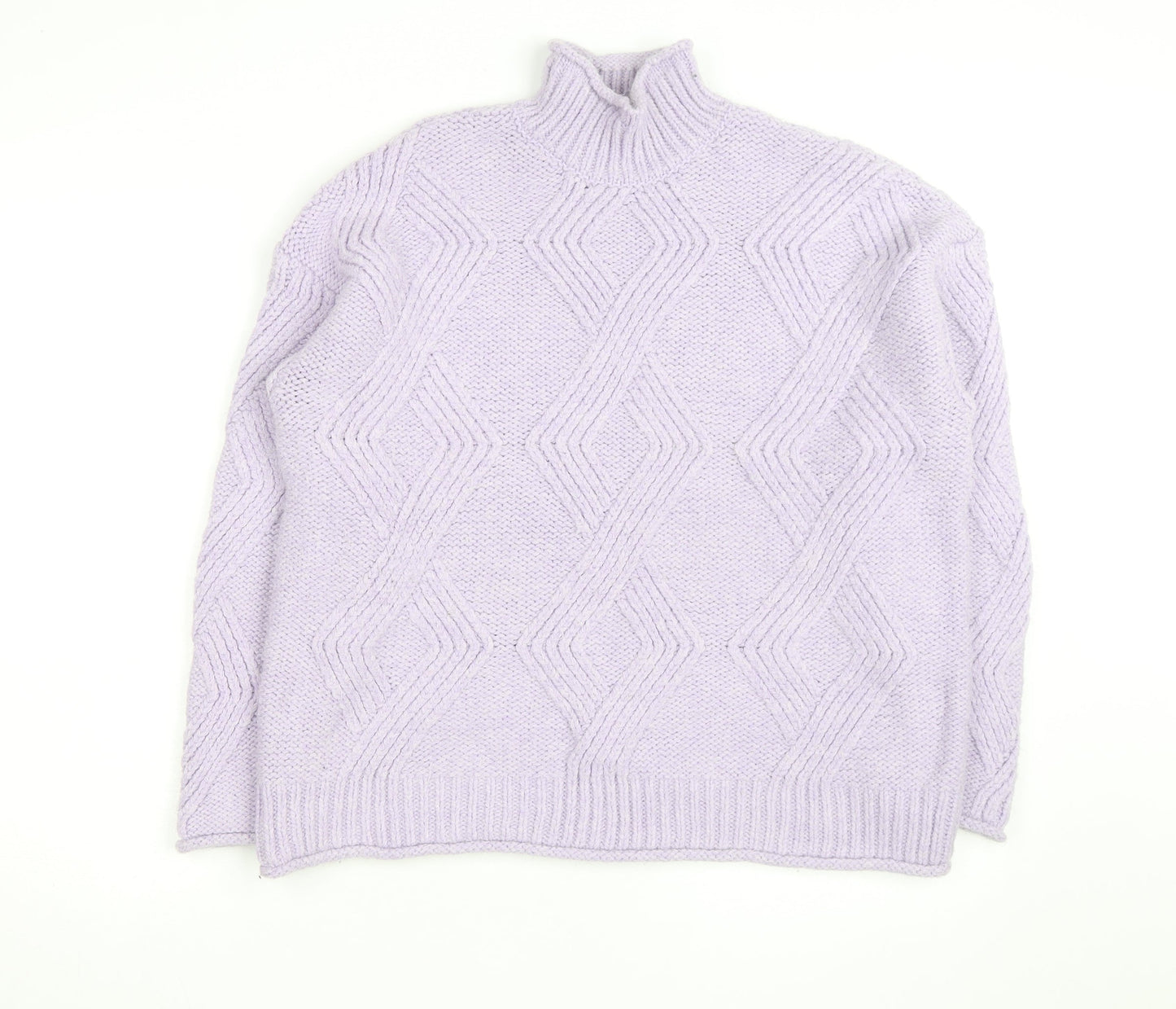 Marks and Spencer Women’s Lilac Chunky Knit Mock Neck Jumper M