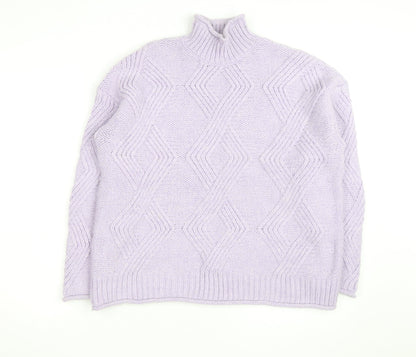 Marks and Spencer Women’s Lilac Chunky Knit Mock Neck Jumper M