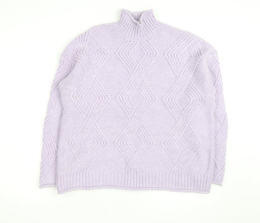 Marks and Spencer Women’s Lilac Chunky Knit Mock Neck Jumper M