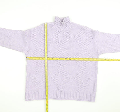 Marks and Spencer Women’s Lilac Chunky Knit Mock Neck Jumper M