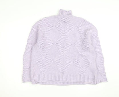 Marks and Spencer Women’s Lilac Chunky Knit Mock Neck Jumper M