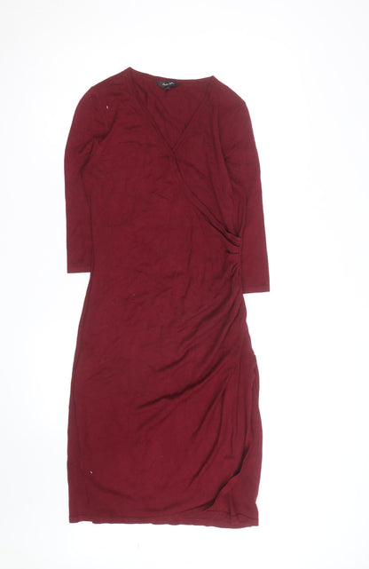 Phase Eight Women’s Red V-Neck Wrap Knit Dress Size 10