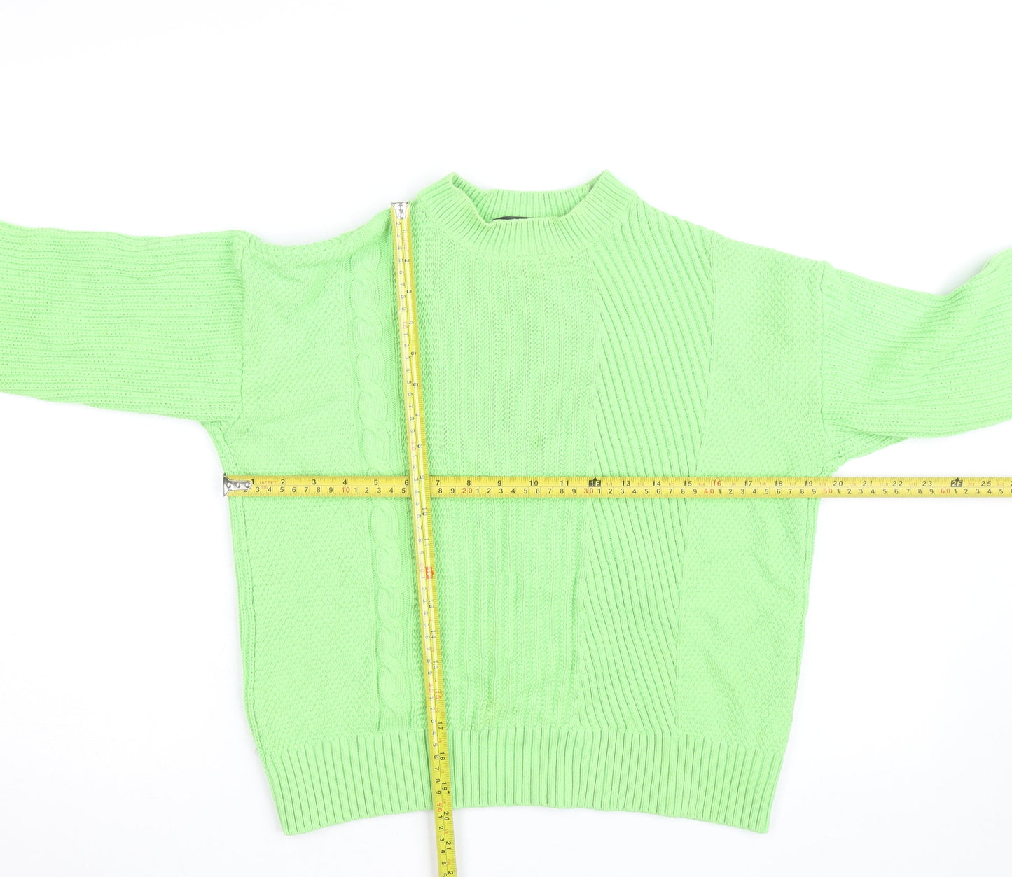 Marks and Spencer Women's Green Cable-Knit Cotton Jumper Medium