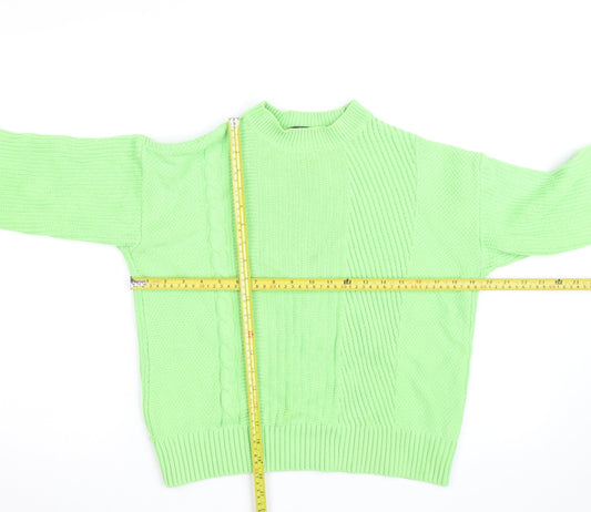 Marks and Spencer Women's Green Cable-Knit Cotton Jumper Medium