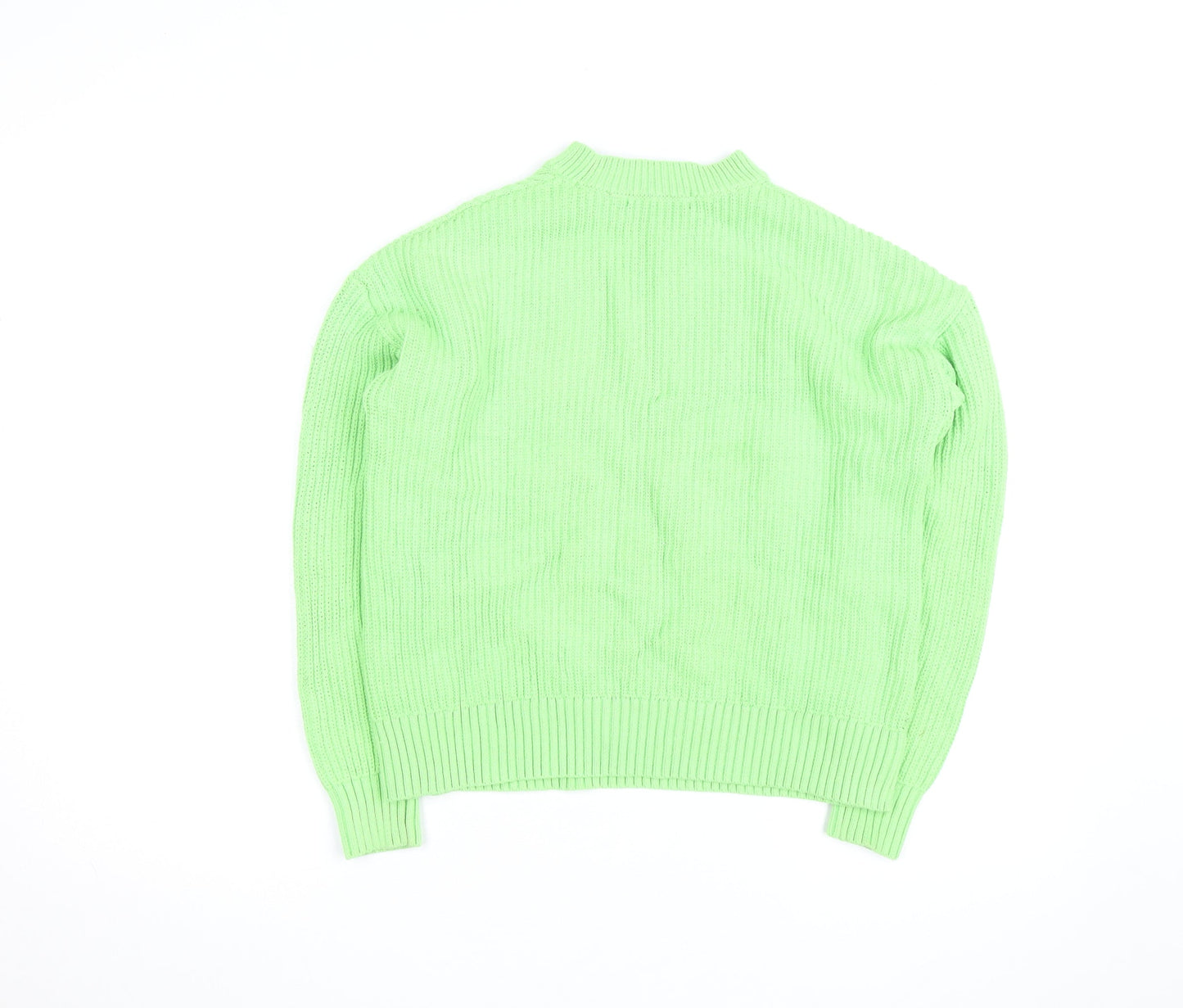 Marks and Spencer Women's Green Cable-Knit Cotton Jumper Medium
