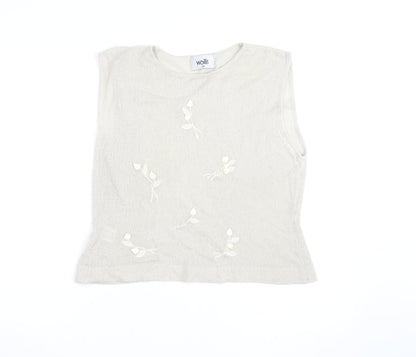 Wallis Women Beige Sleeveless Knit Floral Jumper Size 16