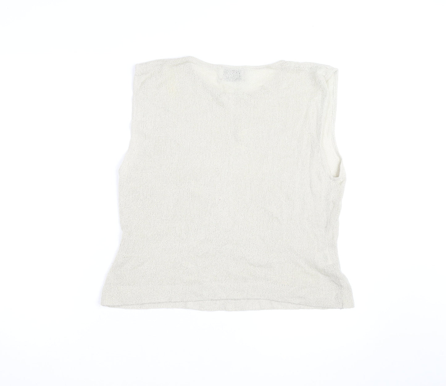 Wallis Women Beige Sleeveless Knit Floral Jumper Size 16
