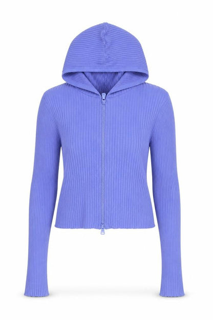 Iets Frans Women’s Blue Full Zip Ribbed Hoodie Size M