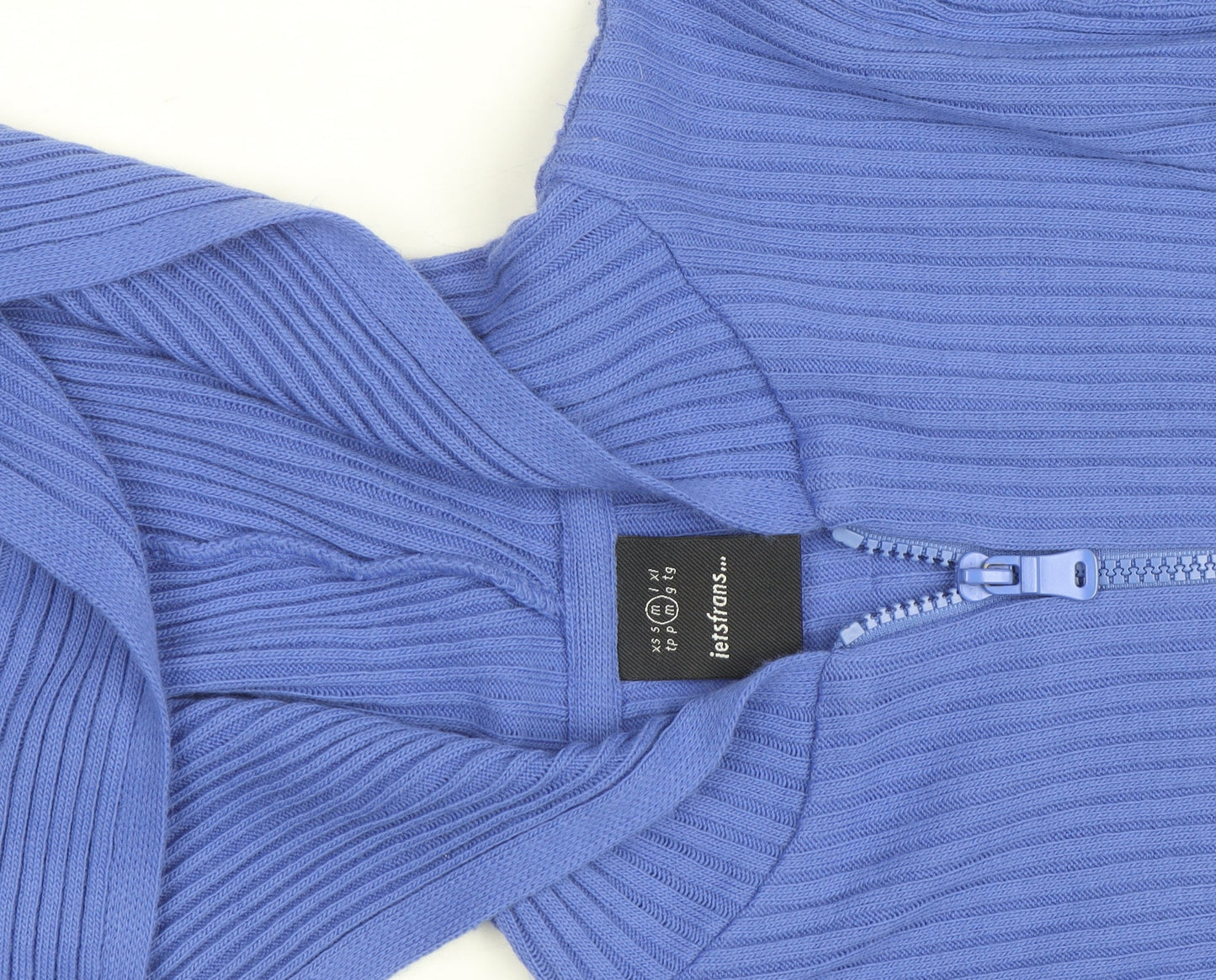 Iets Frans Women’s Blue Full Zip Ribbed Hoodie Size M