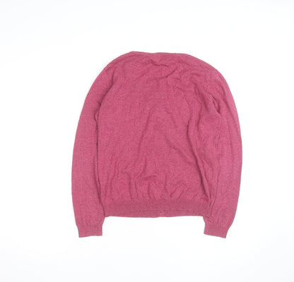 Fat Face Women Pink Size 12 Crew Neck Long Sleeve Cardigan
