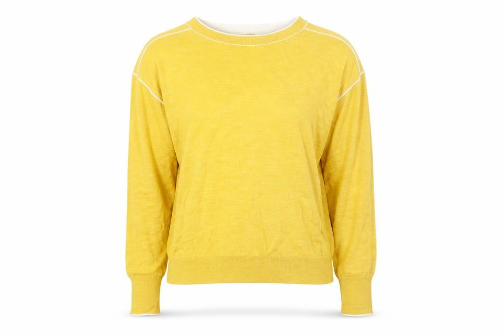 Jigsaw Women's Yellow Cotton Cashmere Pullover Jumper Size S