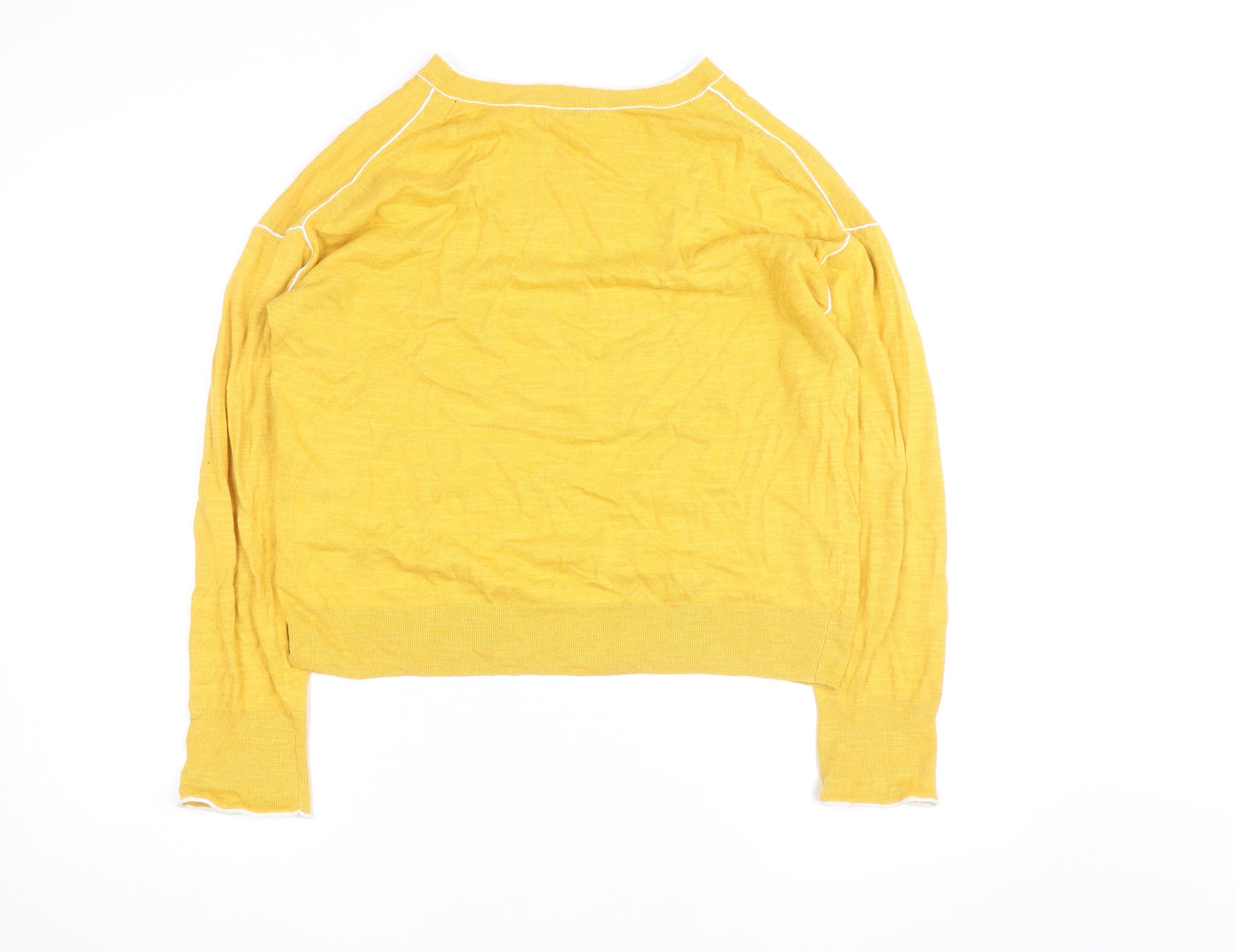 Jigsaw Women's Yellow Cotton Cashmere Pullover Jumper Size S