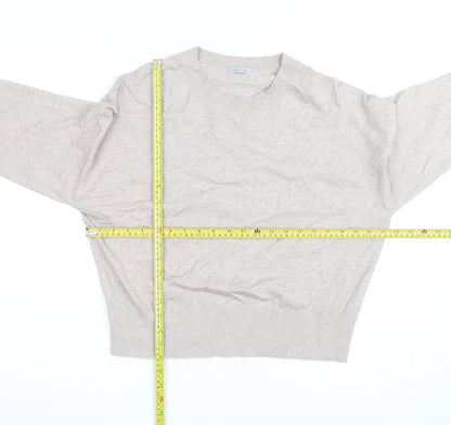 Jigsaw Men's Beige Crew Neck Knit Jumper Size S Lightweight Classic