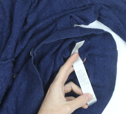 Fat Face Women's Blue Linen Cotton V-Neck Cardigan Size 12