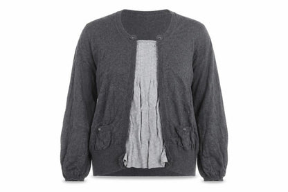 Betty Jackson Black Womens Grey Cardigan Size 18 Wool Blend