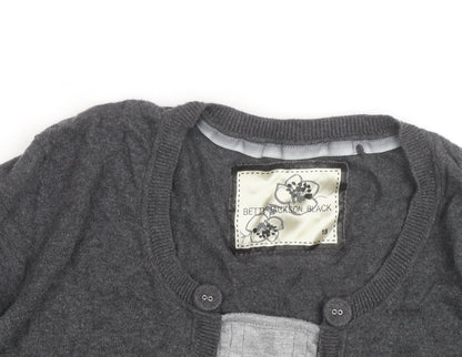 Betty Jackson Black Womens Grey Cardigan Size 18 Wool Blend