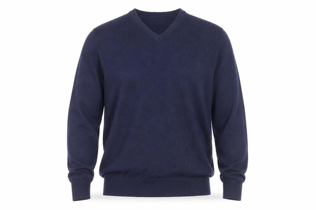 Jasper Conran Men's Blue Merino Wool V-Neck Jumper M