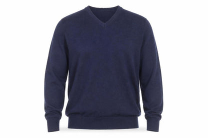 Jasper Conran Men's Blue Merino Wool V-Neck Jumper M