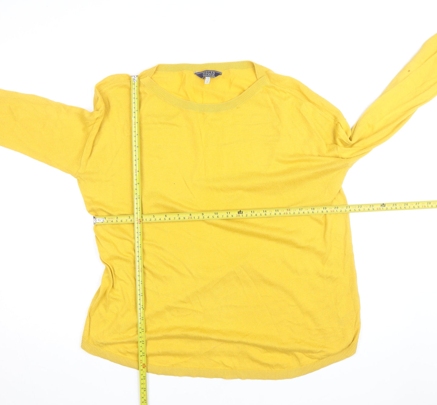 Joules Women Yellow Cotton Crew Neck Long Sleeve Jumper Size 12