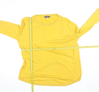 Joules Women Yellow Cotton Crew Neck Long Sleeve Jumper Size 12