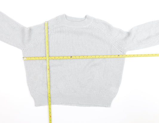 Oliver Bonas Women’s Grey Chunky-Knit Wool Blend Jumper Size 14