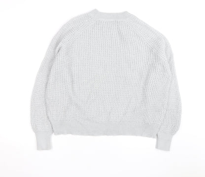 Oliver Bonas Women’s Grey Chunky-Knit Wool Blend Jumper Size 14