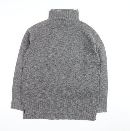 Threadbare Women's Grey Roll Neck Chunky Knit Jumper Size 12