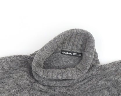Threadbare Women's Grey Roll Neck Chunky Knit Jumper Size 12