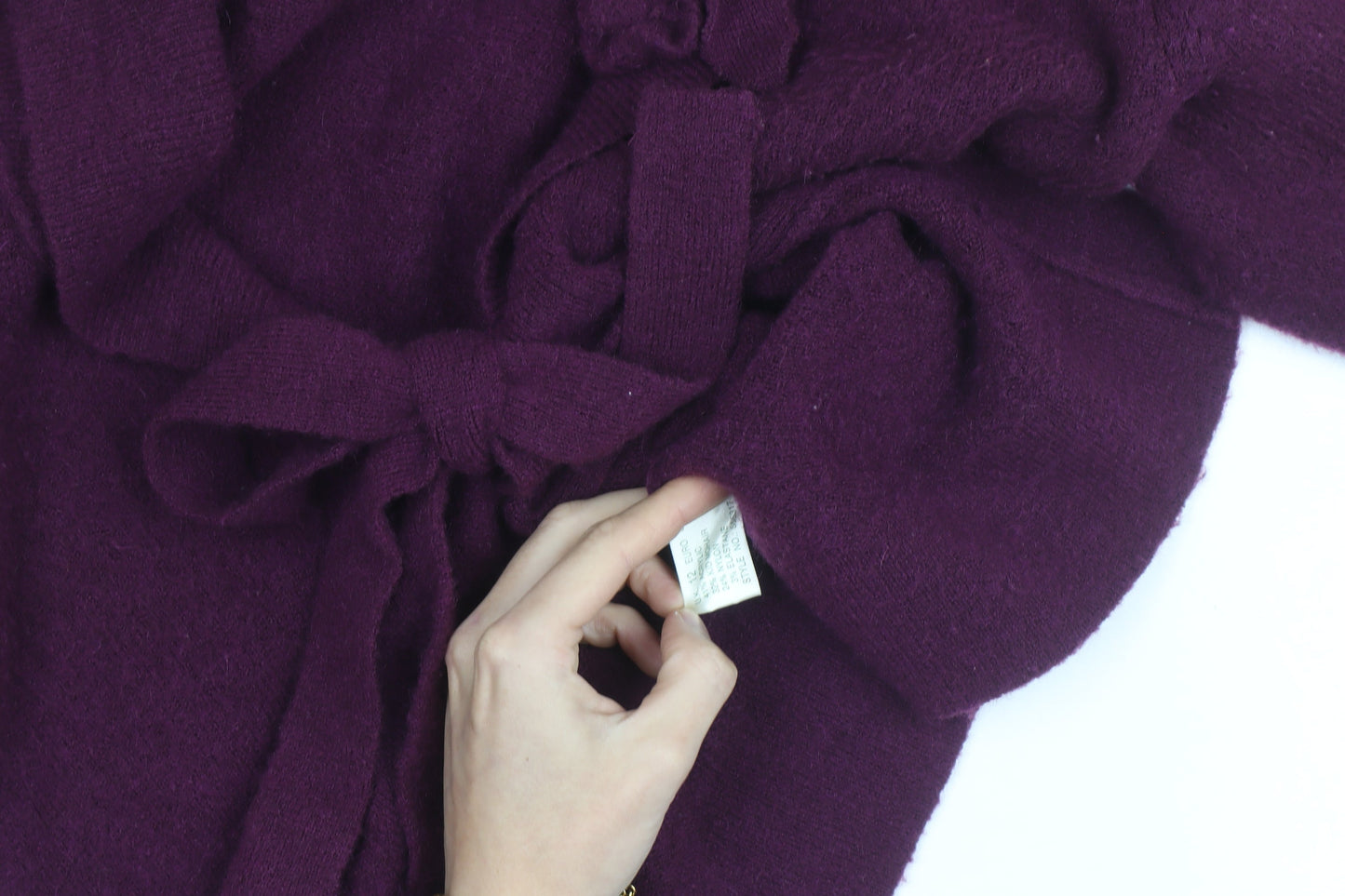 Kaliko Women Purple Cardigan Size 12 Wool Floral Tie Wrap Jumper