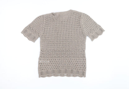 Marks and Spencer Women’s Beige XS Open-Knit Cotton Jumper