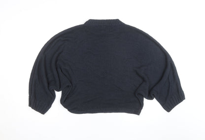 River Island Men’s Black Chunky Knit Pullover Jumper Size S