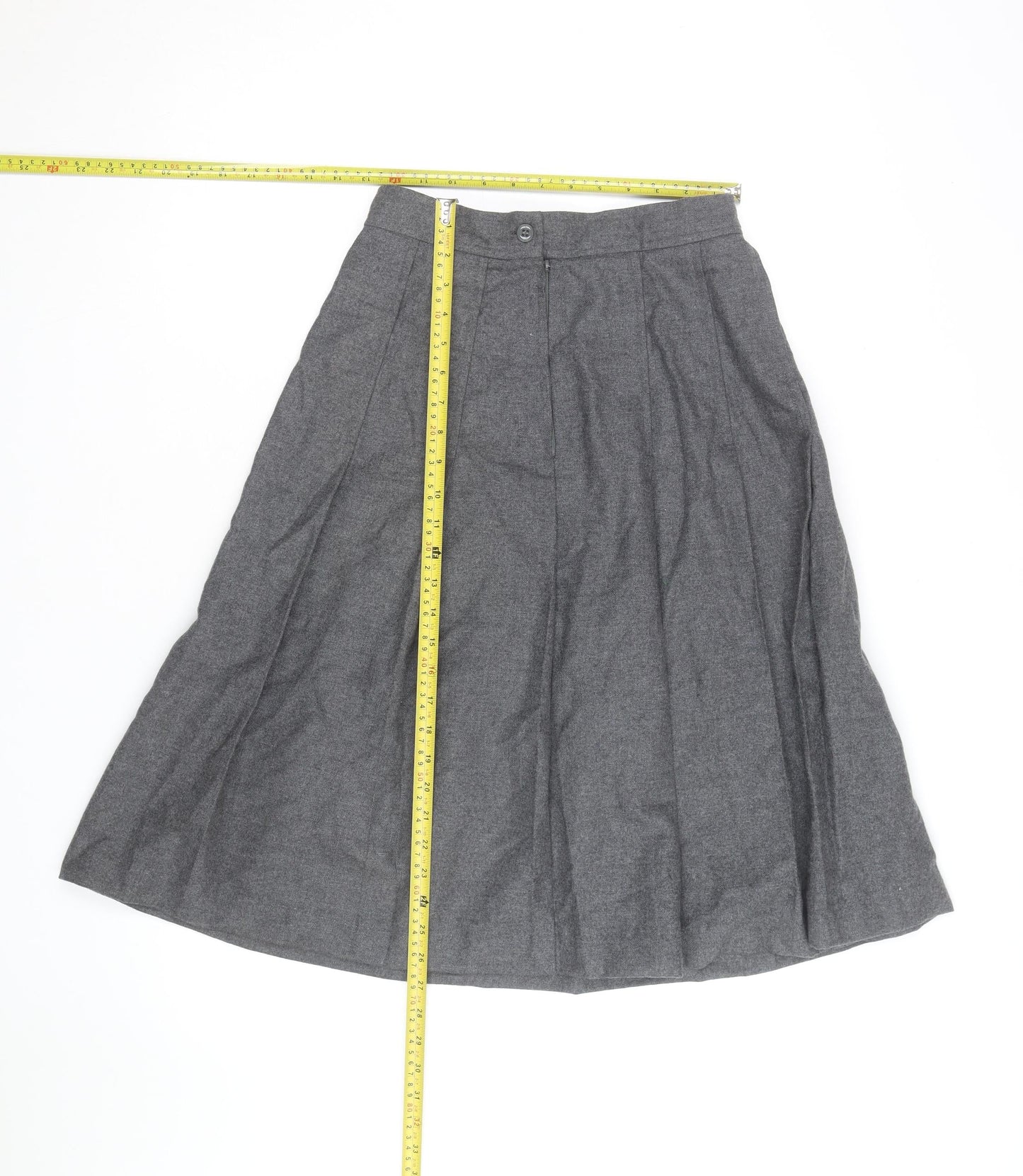 Wallis Women’s Grey Wool A-Line Midi Skirt Size 12 Vintage