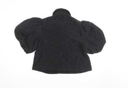New Look Women's Black Cropped Puff Sleeve Blouse Size 12